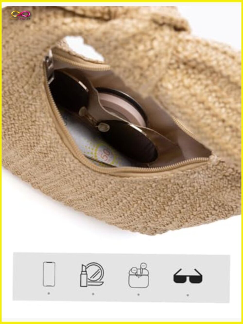 Woven Straw Clutch Purse Handbag Crossbody Shoulder Bag Summer Vacation - Picture 6 of 7